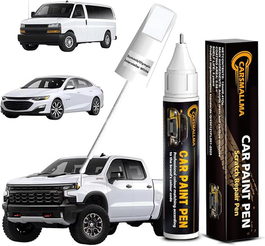 Touch Up Paint for Chevrolet Summit/Olympic/Interstellar White(GAZ/WA8624/50U/50), Color Exact Match Auto Paint Repair Pen Fix Chips and Nicks Scuff