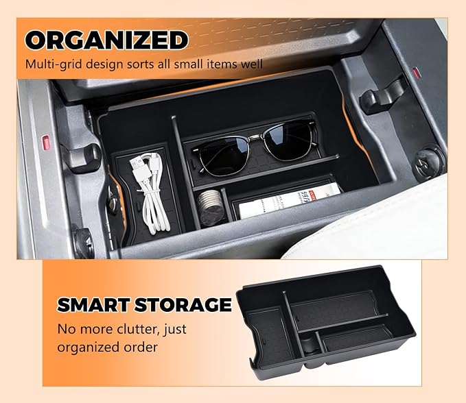 6PCS for Toyota RAV4 2026 Accessories (LE/SE/XLE/Woodland/XSE) 3 PCS Center Console Organizer Sets Wireless Charging Mat Front Center Console Mat and Cup Holder Insert for Toyota RAV4 2026+