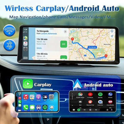 8.1" HD Carplay Screen for Car Stereo, 2K Dash Cam Wireless Portable Touch Screen Car Play with Apple Carplay & Android Auto with 1080P Back Up Camera, Bluetooth, Mirror Link, GPS , AUX, Voice Control