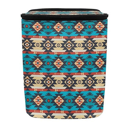 Aztec Tribal Geometric Pattern Car Trash Can with Lid and Zipper Portable Foldable Ethnic Style Trash Bin for Car Interior Accessories Multipurpose Garbage Can Bags Storage Organizer