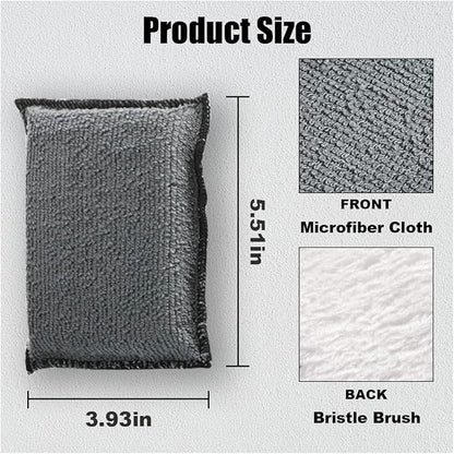 3PCS 5"×3" Car Interior Scrubbing Sponges, Microfiber Car Wash Sponges, Auto Detailing Scrub Pads, Interior Cleaning Sponges for Car Leather, Plastic, Vinyl, Upholstery (Gray White)