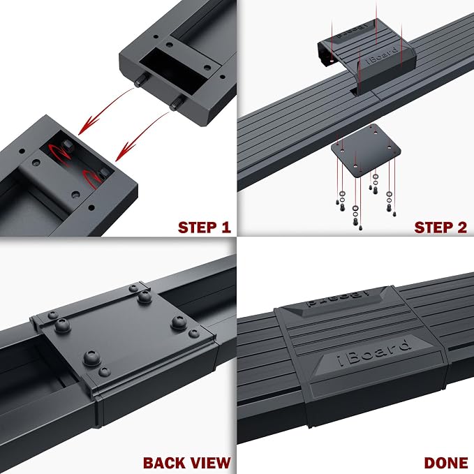 APS Running Boards Bars Compatible with Ram 1500 2009-2018 Crew Cab 5.5ft Short Bed & Ram 2500 3500 2010-2026 (Black Powder Coated 6 inches Wheel to Wheel)