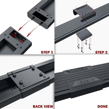 APS Running Boards Bars Compatible with Ram 1500 2009-2018 Crew Cab 5.5ft Short Bed & Ram 2500 3500 2010-2026 (Black Powder Coated 6 inches Wheel to Wheel)