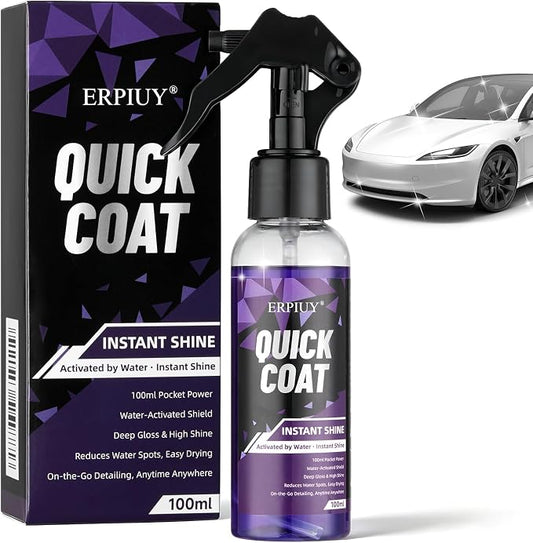 Quick Coat Spray – Water-Activated Quick Detailer & Water Spot Remover for Cars, Glass, Paint & Shower Doors. Instant Shine, Deep Gloss, Easy Drying – Safe on Ceramic Coated Vehicles