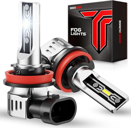 Torchbeam H11/H16/H8 LED Fog Light Bulb, 12000 Lumen Upgrade,600% Brightness H11 LED Fog Lights, 1:1 Replacement For Cars,Trucks,and SUVs,3-Minute Quick Installation,Pack of 2