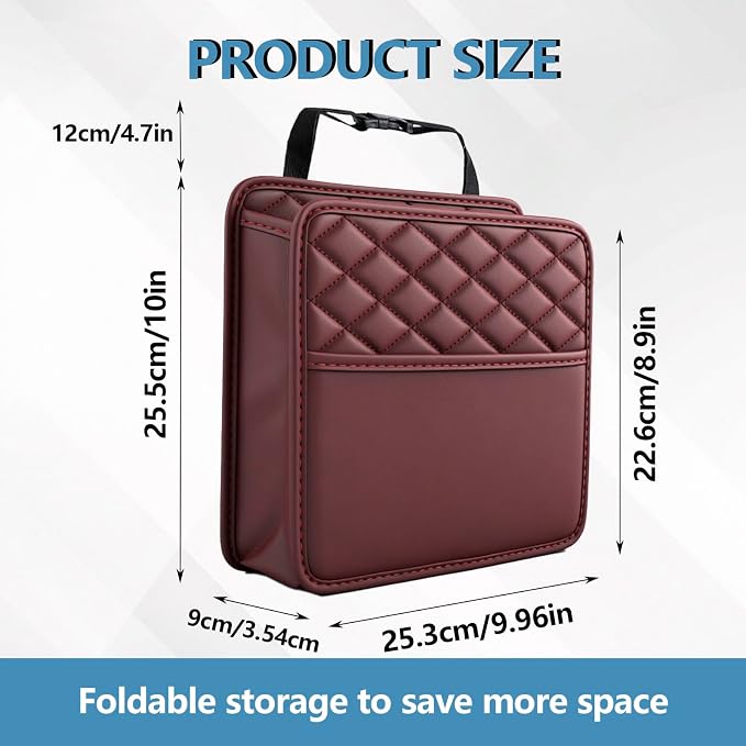 vvag Car Seat Back Organizer, PU Leather Hanging Storage Pocket with Large Capacity, Multipurpose Auto Travel Essentials Organizer for Backseat, Universal Fit for Most Cars SUVs Trucks