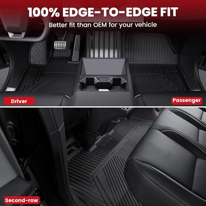LASFIT Premium Extra Thick Floor Mats for Tesla Cybertruck 2023-2026 All Weather TPE Custom Fit Pickup Interior Accessories Front Rear Car Liner 1st & 2nd Rows Set, Black