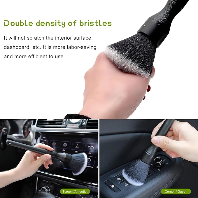 5PCS Car Detailing Brushes Duster Kit, Soft Cleaning Set Includes Dashboard Crevice Brushes Air Vent Duster, Auto Interior Dusting Brush Kit for Air Vent Dashboard Panel