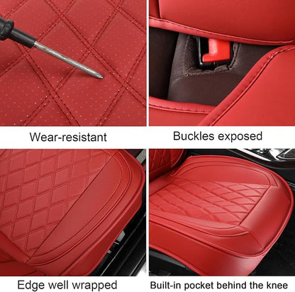 MIROZO Seat Covers Full Set,Leather Car Seat Covers Breathable Car Seat Protector Waterproof Automotive Vehicle Cushion Cover Universal for Most Sedan, Truck and SUV (Full Set, Wine Red)