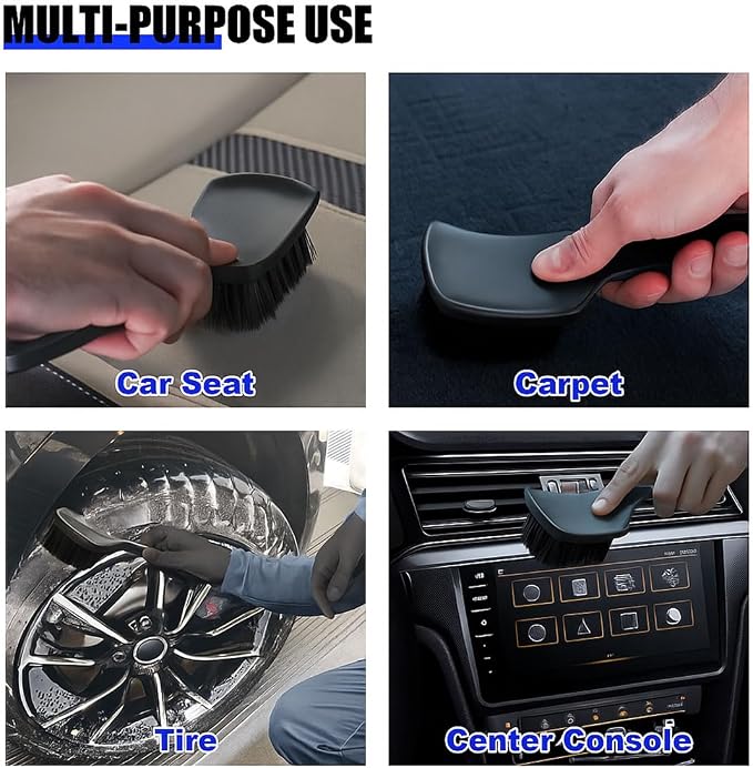 smilfuy 8.3×2.5 Inch Carpet Cleaning Brush, Scrub Brush for Floor Mats, Car Wheel Hub Cleaning Brush for Car Interior and Home, Car Wash Brush Automotive Tire Brush with Soft Bristle Short Handle