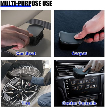 smilfuy 8.3×2.5 Inch Carpet Cleaning Brush, Scrub Brush for Floor Mats, Car Wheel Hub Cleaning Brush for Car Interior and Home, Car Wash Brush Automotive Tire Brush with Soft Bristle Short Handle