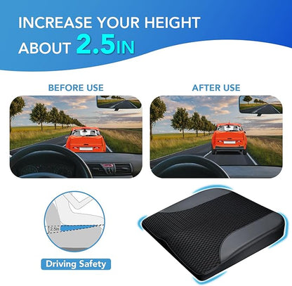 Lofty Aim Car Seat Cushion, Comfortable Memory Foam Seat Pillow for Driving, Sciatica-Back Pain Relief, Cushion for Car-Truck, Office, Wheelchair - Black