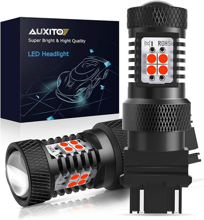 AUXITO Red 3157 Brake Light Bulbs, Ultra Bright 3056 3057 3156 4157 LED Bulbs with 14-SMD 3030 Chipsets for Reverse Backup Turn Signal Brake Lights High Mount Stop Lights Tail Lights, Pack of 2