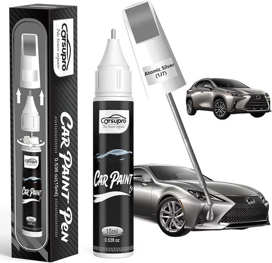 Atomic Silver(1J7) for Lexus Touch Up Paint Pen, 2 in 1 Car Scratch Remover with Pen Tip and Brush, Precise Color Match for Car Paint Scratch Repair, Quickly and Easily Fix Chips and Nicks