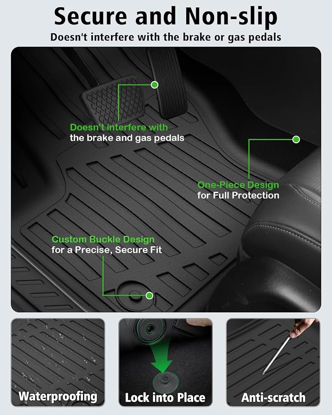 Floor Mats & Cargo Liner Custom Fit for Ford Escape & C-max 2013-2019, Door Sill Guards, All Weather TPE Rubber Anti-Slip 1st & 2nd Row & Trunk Mat Floor Liners for Escape 2019 Accessories