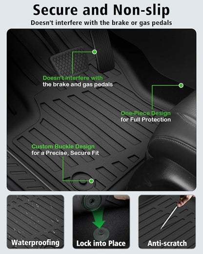 Floor Mats & Cargo Liner Custom Fit for Ford Escape & C-max 2013-2019, Door Sill Guards, All Weather TPE Rubber Anti-Slip 1st & 2nd Row & Trunk Mat Floor Liners for Escape 2019 Accessories