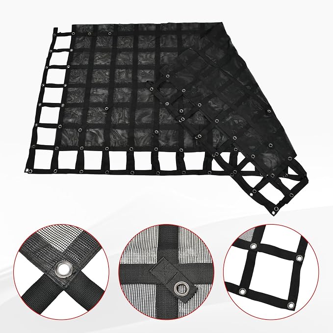 Heavy Duty 105" x 120" Truck Bed Cargo Net with Adjustable Cam Buckles & S-Hooks & Cross Strap,8.75' x 10' Cargo Net with 1500LBS Capacity for Pickup Truck Bed Trailer SUV Jeeps