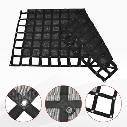 Heavy Duty 105" x 120" Truck Bed Cargo Net with Adjustable Cam Buckles & S-Hooks & Cross Strap,8.75' x 10' Cargo Net with 1500LBS Capacity for Pickup Truck Bed Trailer SUV Jeeps
