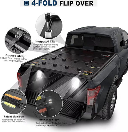 Hard Quad Truck Bed Tonneau Cover for 2014-2018 Chevy Silverado GMC 1500, 2015-2018 Silverado/Sierra 2500 3500 HD, Fleetside - 5.8 FT Aluminum Short Bed - 69.3 inch