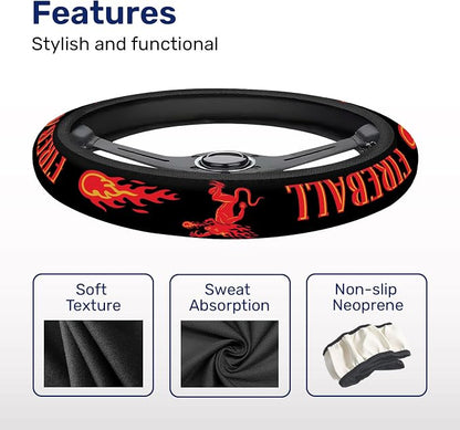 GENANY Drink Pattern Steering Wheel Cover, Non Slip Polyester Car Wheel Protector for Car SUV Truck, Universal 15 Inch