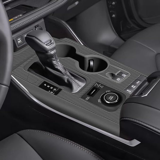 Temmis Center Console Silicone Organizer with Cup Holder for Toyota Highlander 2020-2022 (Gasoline & Hybrid), Full-Wrap Center Consel Electrostatic adsorption Cover for Highlander-Black