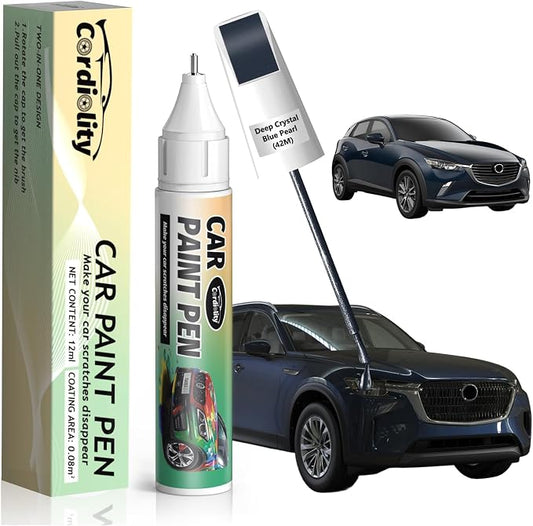 42M Deep Crystal Blue Pearl Touch Up Paint for Mazda, Color Accurate Car Paint Scratch Repair Pen, Quick & Easy Fix Automotive Chips and Nicks