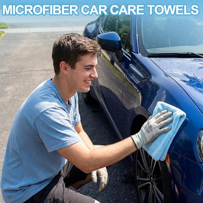 Nuenen Cleaning Cloths for Cars 16 x 16 Inch Ultra Absorbent Towels Drying Microfiber Reusable Cleaning Supplies House Kitchen Window Microfiber Towel(Light Blue,60 Pcs)