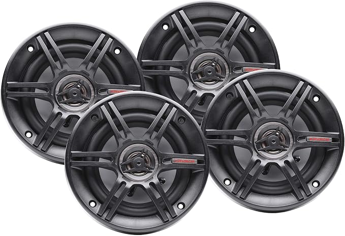 Crunch 2 Pair 6.5 Inch Car Audio Speakers, 300 Watt MAX 3 Way Full Range Speaker Set with 1 Inch Tweeter & Spade Terminal Connectors, CS-653