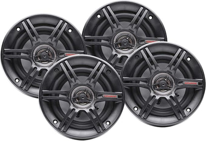Crunch 2 Pair 6.5 Inch Car Audio Speakers, 300 Watt MAX 3 Way Full Range Speaker Set with 1 Inch Tweeter & Spade Terminal Connectors, CS-653