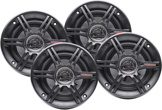 Crunch 2 Pair 6.5 Inch Car Audio Speakers, 300 Watt MAX 3 Way Full Range Speaker Set with 1 Inch Tweeter & Spade Terminal Connectors, CS-653