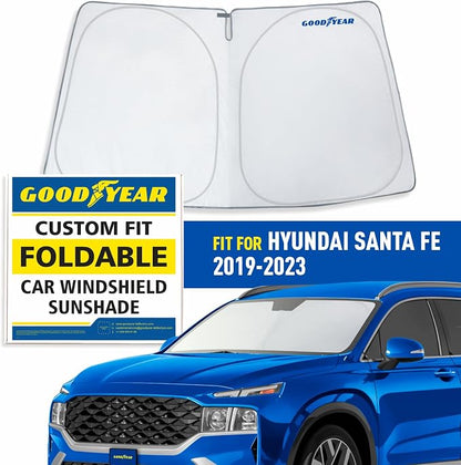 Goodyear Foldable Windshield Sunshade for Hyundai Santa Fe 2019-2023, SUV car Accessories, Sunshade Cover, Sun Shade Car Windshield, Window Sun Blocker - GY008245