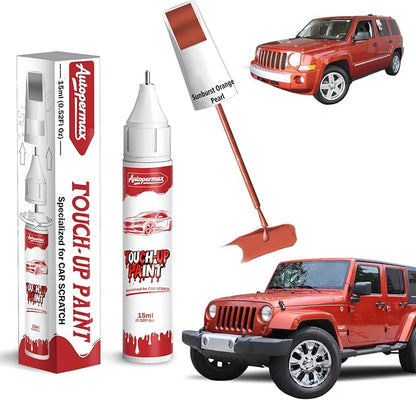 PV6/DV6 Sunburst Orange Pearl Car Touch Up Paint for Jeep, Color Accurate Two-In-One Car Paint Scratch Repair Pen, Professional Scratch Remover for Vehicles Chips and Nicks Scuff