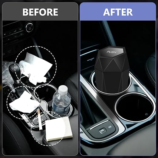 Car Trash Can with Lid - 1-Pack, Interior Accessories for Vehicles, Leakproof Garbage Can with 30 Detachable Trash Bags, Multipurpose Organizers and Storage Solutions for Home and Office