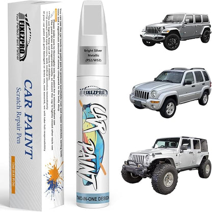Bright Silver Metallic(PS2/WS2) Touch Up Paint for Jeep, Car Paint Scratch Repair Remover Pen Color Exact Match, Quick and Easy Fix Automotive Chips and Nicks Scuff