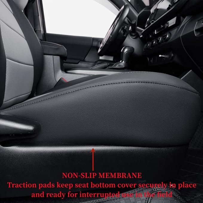 coverdream Front Tacoma Seat Covers Custom Fit for 2024-2026 Toyota Tacoma SR,SR5,TRD Sport,TRD Off-Road,Limited Truck,Fully Covered Waterproof Leather Car Seat Protector (Front Row Only,Black/Gray)