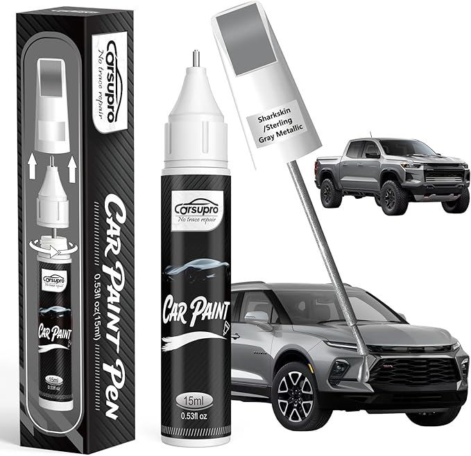 Sharkskin/Sterling Gray Metallic(GXD/WA130H) for Chevrolet Touch Up Paint Pen, 2 in 1 Car Scratch Remover with Pen Tip and Brush, Precise Color Match for Car Paint Scratch Repair, Quickly and Easily Fix Chips and Nicks