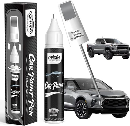 Sharkskin/Sterling Gray Metallic(GXD/WA130H) for Chevrolet Touch Up Paint Pen, 2 in 1 Car Scratch Remover with Pen Tip and Brush, Precise Color Match for Car Paint Scratch Repair, Quickly and Easily Fix Chips and Nicks