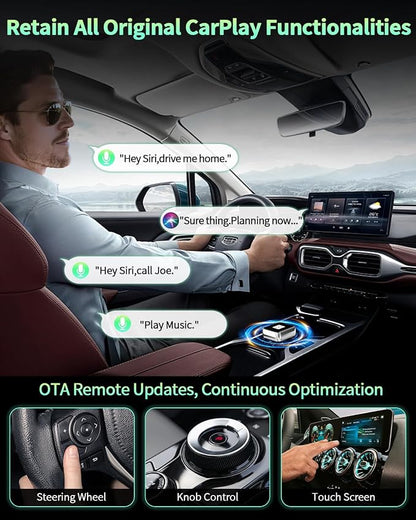 Wireless CarPlay & Android Auto Adapter 1-Inch (2.54cm) - Discreet Plug & Play, Stable Connection for Music/Navigation, Works with iPhone iOS 10+ & Android 11+,for 98% of Cars (2016-2025) (Silver)