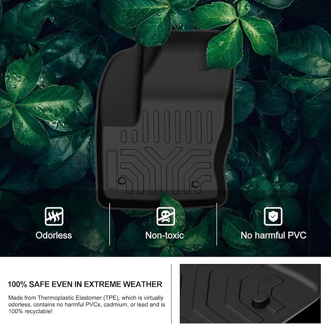 KIWI MASTER Floor Mats for 2013-2019 Ford Escape/C-Max, Custom Fit All Weather Car Mats, Heavy Duty TPE Floor Liners, Front & Rear 2 Row, Black
