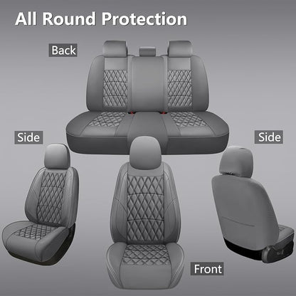 NS YOLO Leather Car Seat Covers,Universal Fit for Most Cars,SUVs and Sedans,Waterproof Luxury Leatherette Cushions, 5 Seats Protectors (Grey, Full Set-5 Seats(Front and Rear))