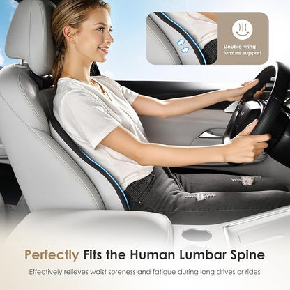 FLORICH Large Car Seat Cushion and Lumbar Support Pillow, Ergonomic Memory Foam Driving Seat Cushion for Back & Sciatica Pain Relief, Non-Slip Washable Seat Cushion for Car, Driver, Office-Gray