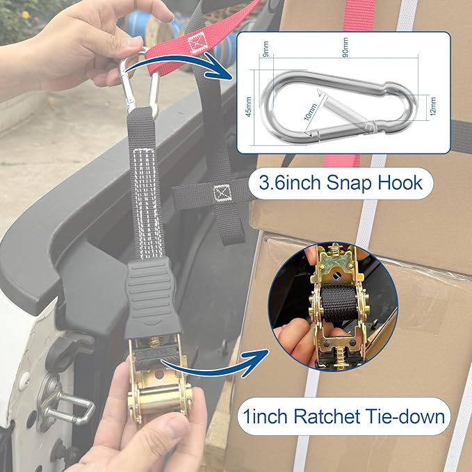 Cargo Net for Pickup Truck Bed with 4Pcs Ratchet Tie-Down Straps, 50"x66", (WLL) 1100lbs, Heavy Duty Storage Netting for Trailer's Cargo Carrier