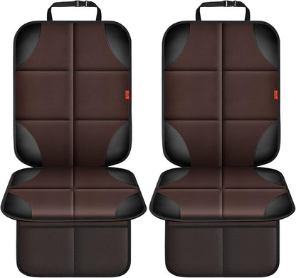 XHYANG Car Seat Protector 1 Pack Car Seat Cushion Mat Thickest Padding,Waterproof 600D Fabric Car Seat Covers for Non-Slip Backing Mesh Pockets for Baby and Pet (Brown, 2 Pcs)