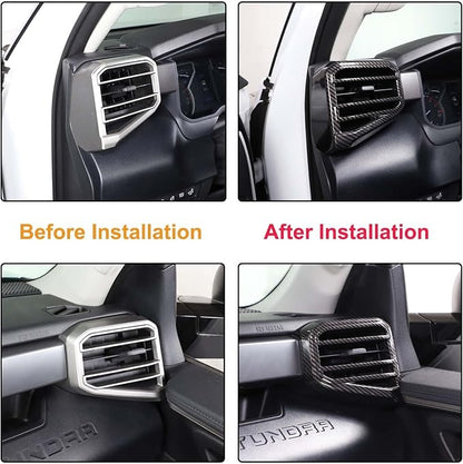 Aunginsy Center Console Side Air Conditioning Outlet Trim Cover Compatible with Toyota Tundra/Sequoia 2022-2026, Dashboard Side A/C Wind Vent Panel Decorative Frame Protector ABS Interior Accessories