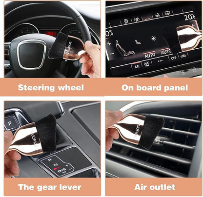 Car Interior Cleaning Brush, Car Duster Interior,Car Detailing Brush Dusting Brush,Car Interior Cleaning Tool, Auto Soft Hair Car Brush,Auto Interior Dust Brush for Air Vents(Rose Gold)