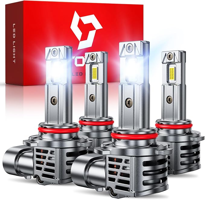 TOPIK 9005 9006 Bulbs Combo, HB3 HB4 Bulbs, 64000LM, 99% Vehicle Fit, Dual Turbo Cooling Fan, Plug N Play, 3MIN Installation, 20Year+ Lifespan, 4PCS