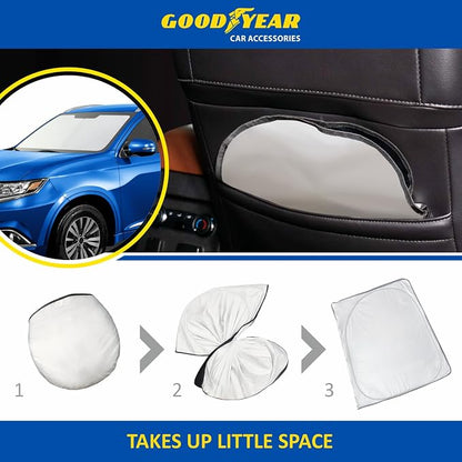 Goodyear Foldable Windshield Sunshade for Mitsubishi Outlander 2014-2021, SUV car Accessories, Sunshade Cover, Sun Shade Car Windshield, Window Sun Blocker - GY008365