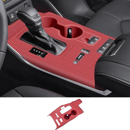 Temmis Center Console Silicone Organizer with Cup Holder for Toyota Highlander 2020-2022 (Hybrid Version), Full-Wrap Center Consel Electrostatic adsorption Cover for Toyota Highlander-Red