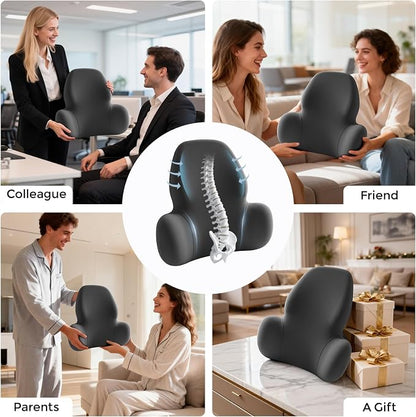 BABUR Wide Memory Foam Lumbar Support Pillow for Car Seat, Office Chair, Couch & Sofa - Ergonomic Back Cushion with Machine Washable Removable Cover, Lower Back Relief, Black