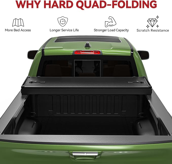 YITAMOTOR Quad Fold Hard Truck Tonneau Cover Fits for Chevy Silverado/GMC Sierra 1500 New Body Style 2019-2026 with 6.6ft Bed w/o Multi-Flex Tailgate, Heavy-Duty Aluminum Alloy Bed Cover